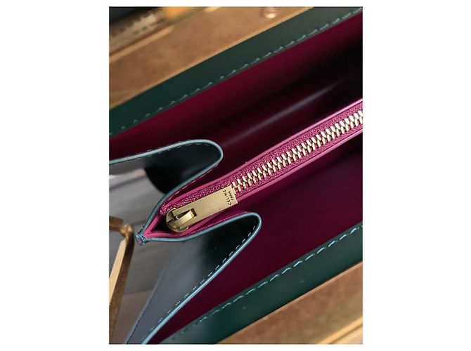Céline Clasp Handtasche Dunkelgrün Lammleder - Ansicht 3