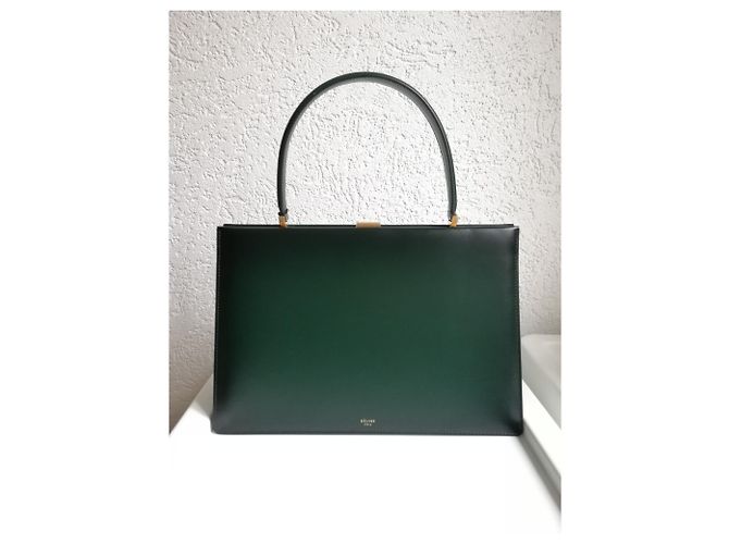 Céline Clasp Handtasche Dunkelgrün Lammleder - Ansicht 6