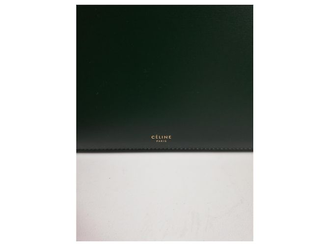 Céline Clasp Handtasche Dunkelgrün Lammleder - Ansicht 7
