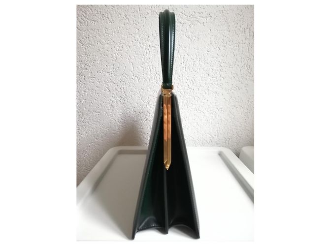 Céline Clasp Handtasche Dunkelgrün Lammleder - Ansicht 8