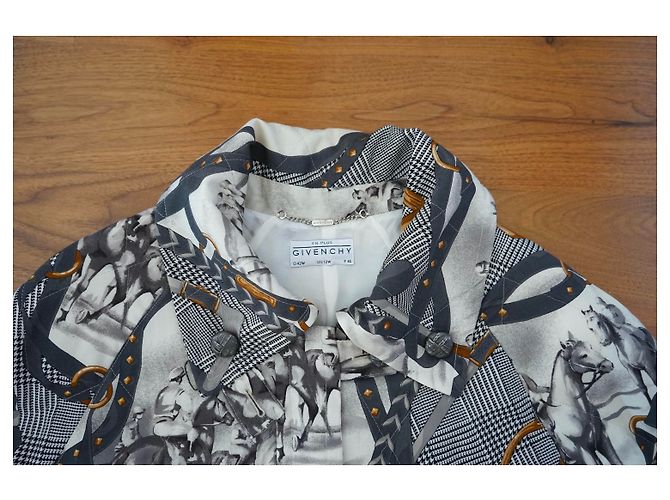 Abrigo Acolchado Givenchy Estampado Ecuestre Gris Oro Blanco Multicolor - vista 5