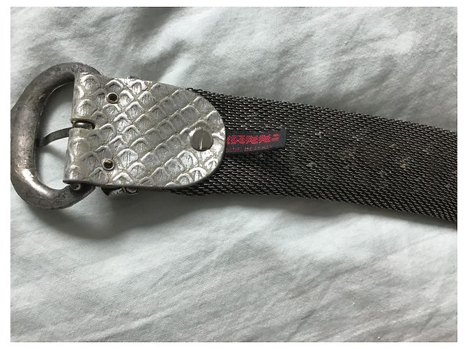 Autre Marque nanni Milano Gürtel aus silbernem Leder Mesh und Strass 90cm - Ansicht 5