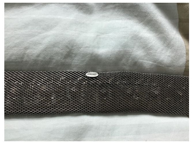 Autre Marque nanni Milano Gürtel aus silbernem Leder Mesh und Strass 90cm - Ansicht 6