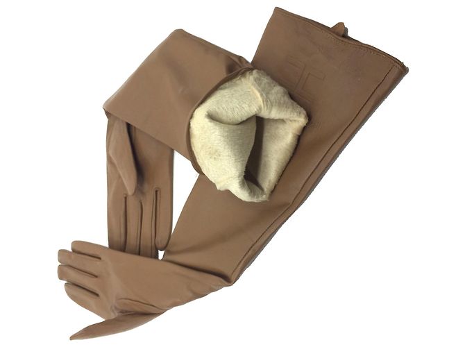 Elisabetta Franchi Kamelleder lange Handschuhe - Ansicht 4