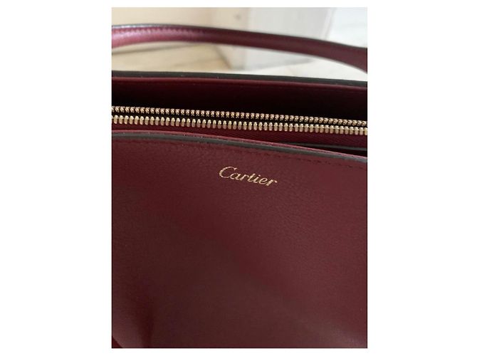 Borsa a mano Cartier in pelle rosso scuro Bordò - vista 4