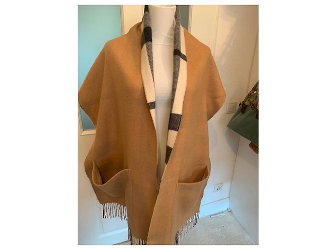 Sciarpa Burberry in cashmere e merino beige - vista 5