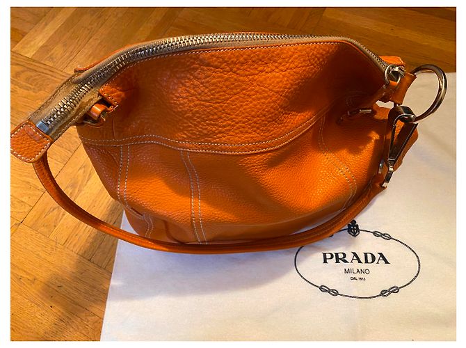 Vitello Borsa tote Prada in pelle arancione - vista 3