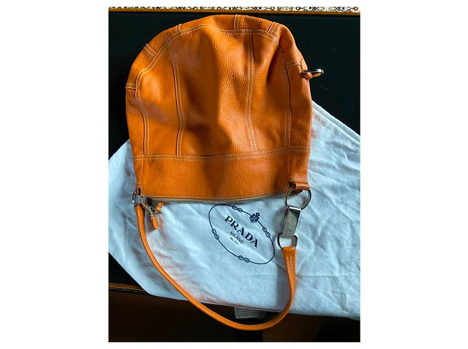 Vitello Borsa tote Prada in pelle arancione - vista 4