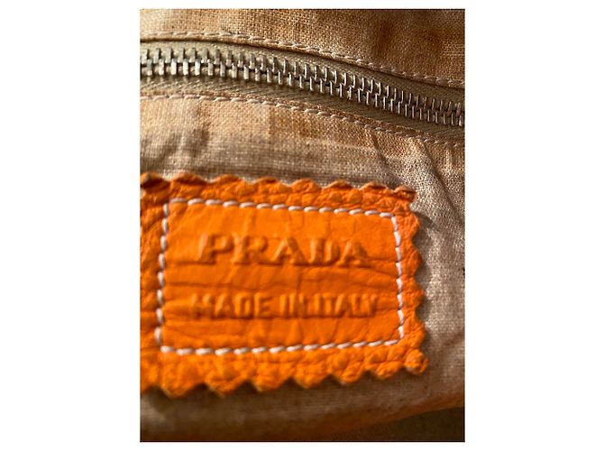 Vitello Borsa tote Prada in pelle arancione - vista 5