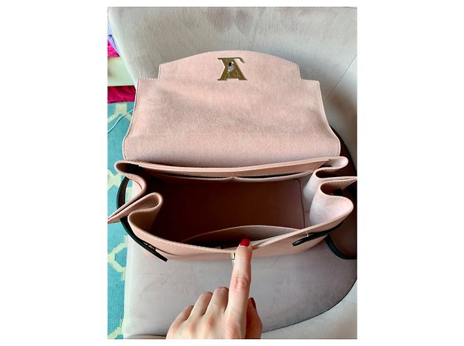Lockit Louis Vuitton Lockme Ever Borsa in agnello Nero Rosa Bianco - vista 2