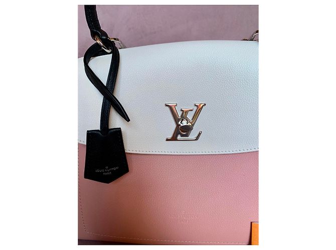 Lockit Louis Vuitton Lockme Ever Borsa in agnello Nero Rosa Bianco - vista 5