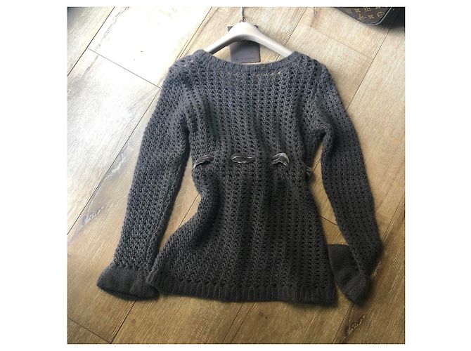 Louis Vuitton Red de pesca 100% Jersey de cachemir con cinta de terciopelo Gris pardo - vista 2