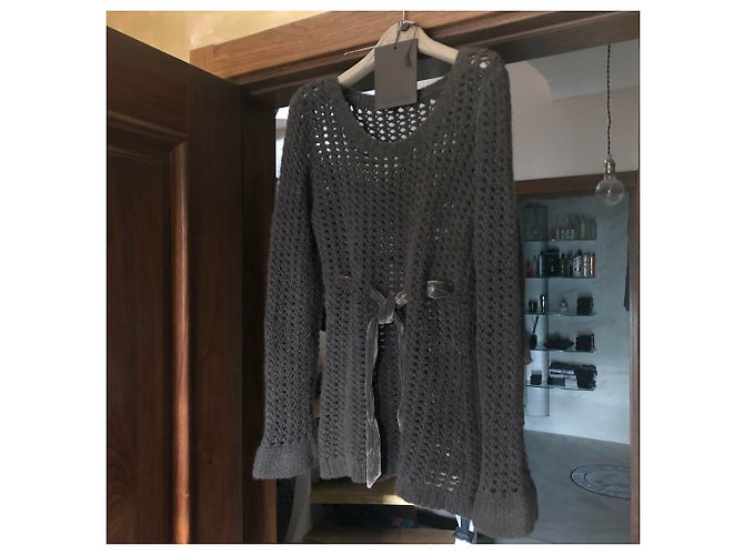 Louis Vuitton Red de pesca 100% Jersey de cachemir con cinta de terciopelo Gris pardo - vista 3