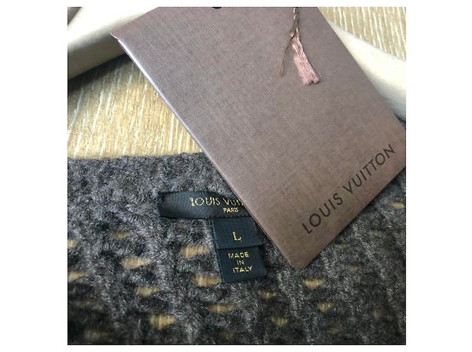 Louis Vuitton Red de pesca 100% Jersey de cachemir con cinta de terciopelo Gris pardo - vista 7