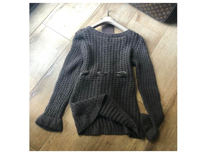 Louis Vuitton Red de pesca 100% Jersey de cachemir con cinta de terciopelo Gris pardo - vista 8