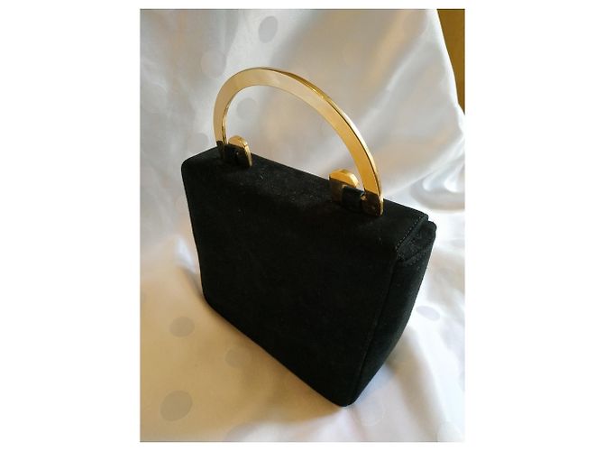 Autre Marque ELEGANCE PARIS Handbag Black Velvet Metal Handle - view 3