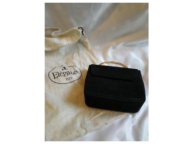 Autre Marque ELEGANCE PARIS Handbag Black Velvet Metal Handle - view 8
