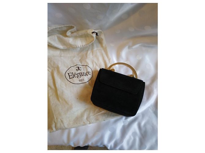 Autre Marque ELEGANCE PARIS Handbag Black Velvet Metal Handle - view 9
