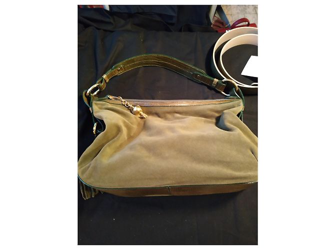Autre Marque Borsa ELEGANCE PARIS Pelle verde oliva e stampa coccodrillo - vista 12