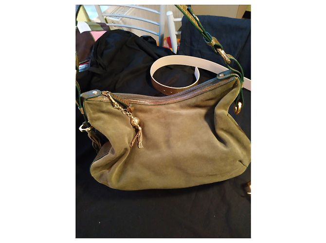 Autre Marque Borsa ELEGANCE PARIS Pelle verde oliva e stampa coccodrillo - vista 17