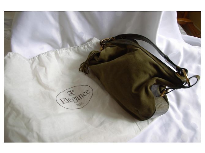 Autre Marque Borsa ELEGANCE PARIS Pelle verde oliva e stampa coccodrillo - vista 4