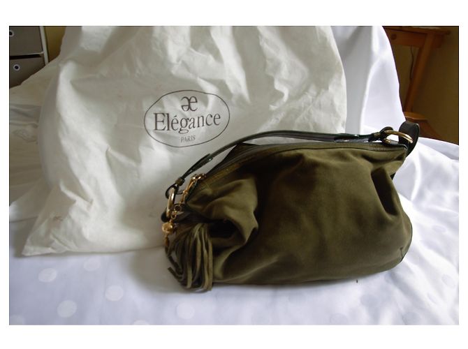 Autre Marque Borsa ELEGANCE PARIS Pelle verde oliva e stampa coccodrillo - vista 5