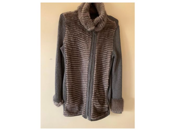 Autre Marque Wunderschöne Kaschmirjacke und praktischer Nerz Taupe - Ansicht 5