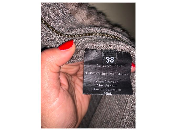 Autre Marque Wunderschöne Kaschmirjacke und praktischer Nerz Taupe - Ansicht 8