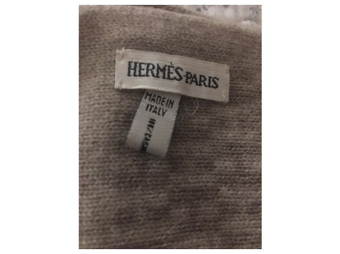 Sciarpa Hermès in cashmere logo H beige - vista 2