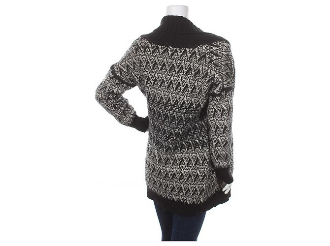 Cynthia Rowley Strickjacke Schwarz Weiß Wolle Alpaka Acryl S - Ansicht 2
