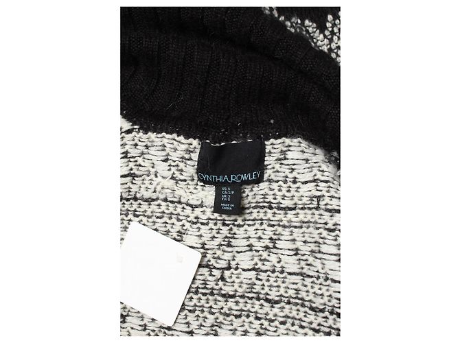 Cynthia Rowley Strickjacke Schwarz Weiß Wolle Alpaka Acryl S - Ansicht 3