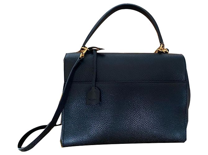 Saint Laurent Bolsa de couro preto com fivelas douradas - vista 2