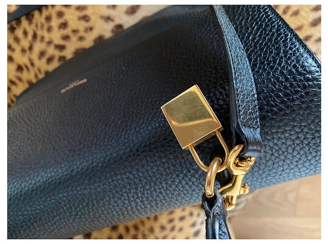 Saint Laurent Bolsa de couro preto com fivelas douradas - vista 3