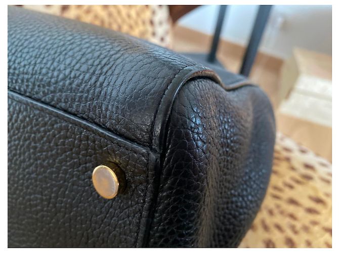 Saint Laurent Bolsa de couro preto com fivelas douradas - vista 5