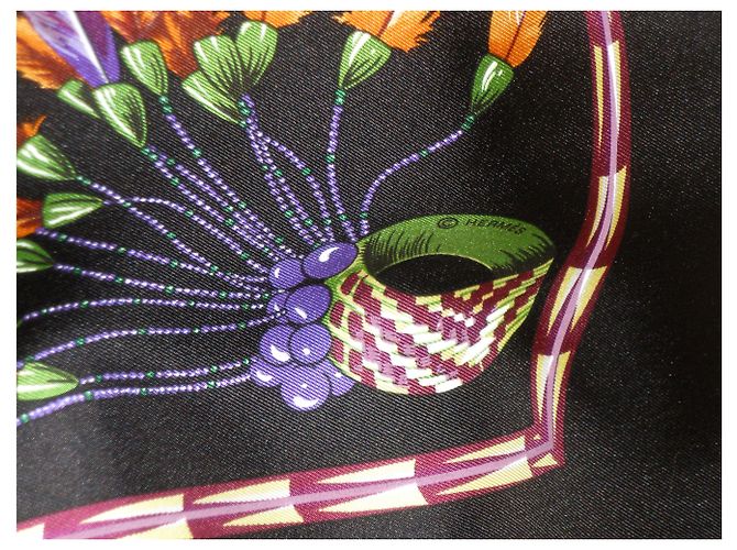 Sciarpa di seta Hermès Brasil 90 cm Laurence Bourthoumieux Nero - vista 2