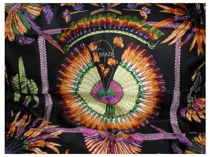 Sciarpa di seta Hermès Brasil 90 cm Laurence Bourthoumieux Nero - vista 3