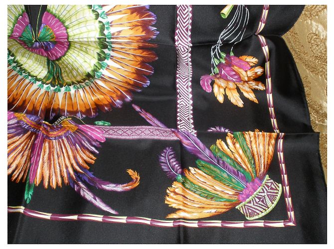 Sciarpa di seta Hermès Brasil 90 cm Laurence Bourthoumieux Nero - vista 4