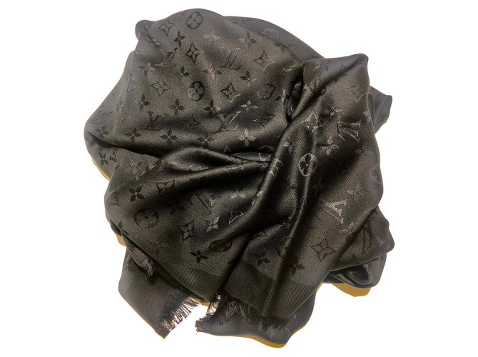 Scialle Louis Vuitton monogram nero - vista 6