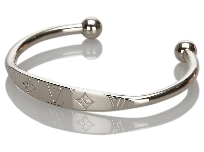Louis Vuitton Silver Monogram Jonc Bangle Plata - vista 2