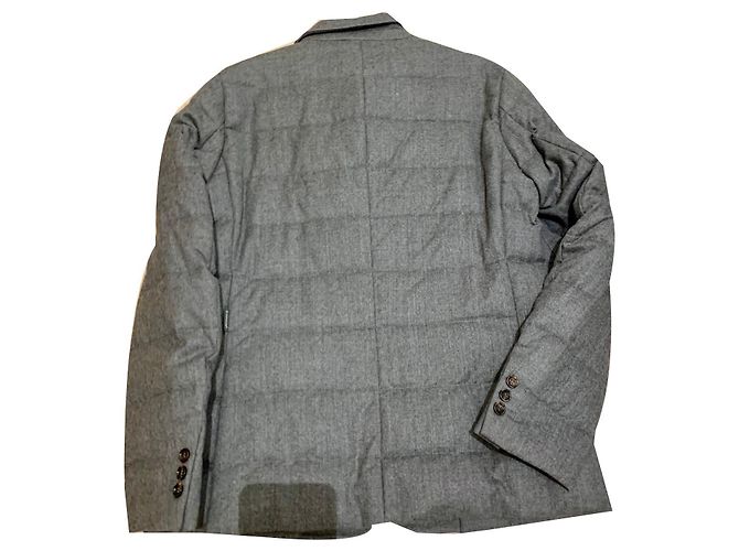Moncler Grey Wool Jacket Coat Men L - view 2