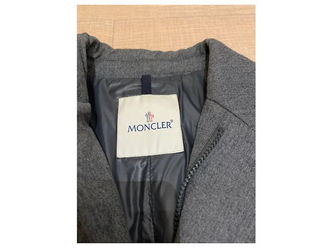 Moncler Grey Wool Jacket Coat Men L - view 3