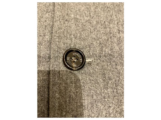 Moncler Grey Wool Jacket Coat Men L - view 4