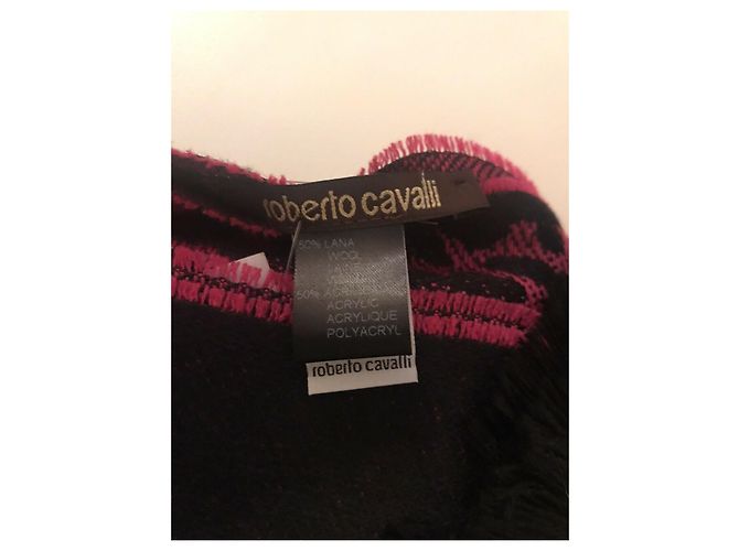 Sciarpa Roberto Cavalli in misto lana Nero Bordò Stampa leopardo - vista 10