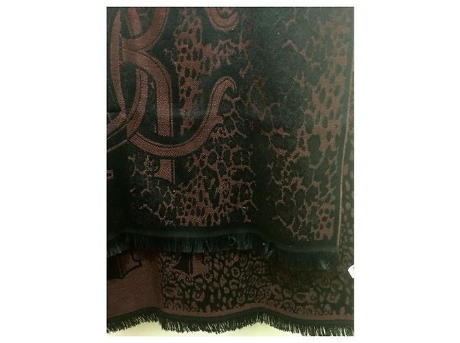 Sciarpa Roberto Cavalli in misto lana Nero Bordò Stampa leopardo - vista 5