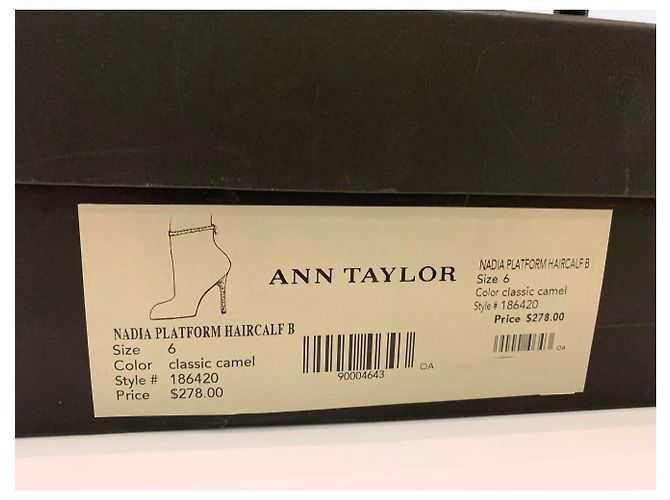 Botas de tornozelo Ann Taylor em couro e pele de pônei Marrom Preto 36 - vista 2