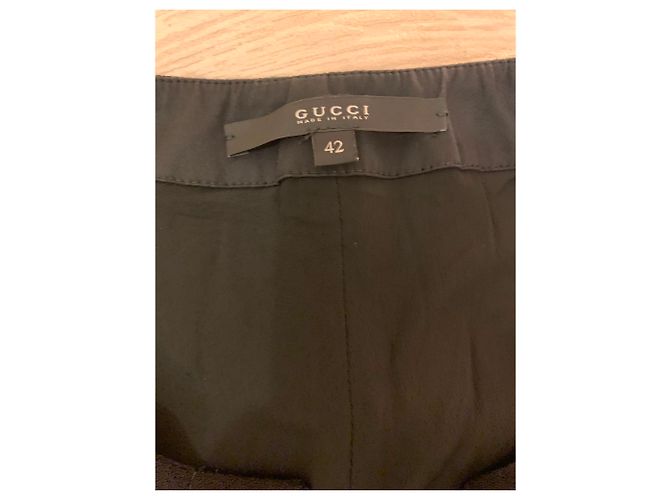 Gucci Wollkleid schwarz mit Ledergürtel mit Logo - Ansicht 2
