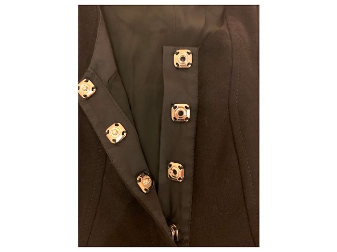 Gucci Wollkleid schwarz mit Ledergürtel mit Logo - Ansicht 3
