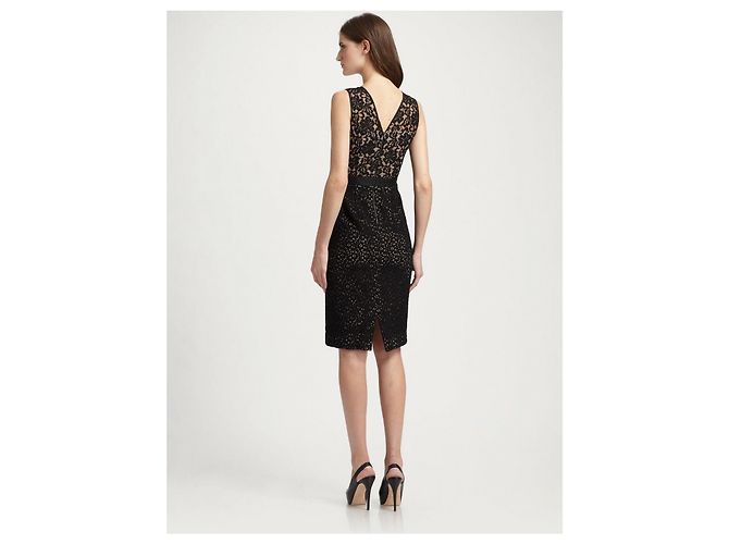 Bcbg Max Azria Alice Spitzenkleid Schwarz Nude Fleisch - Ansicht 2