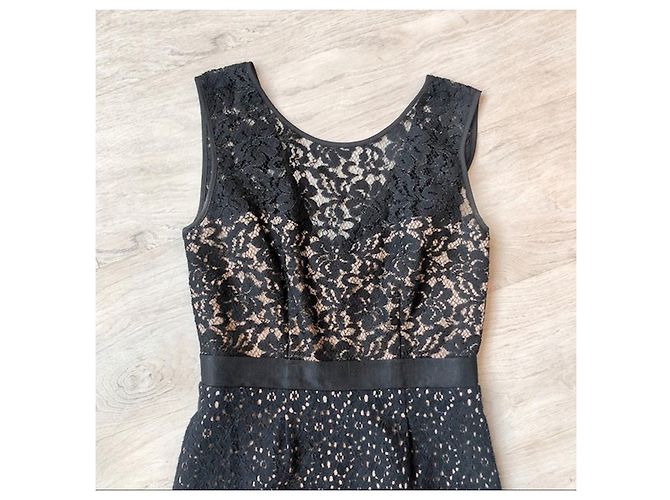 Bcbg Max Azria Alice Spitzenkleid Schwarz Nude Fleisch - Ansicht 3