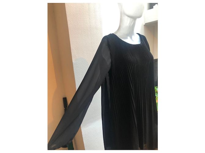 Autre Marque J&L Plissiertes Fließendes Kleid Schwarz - Ansicht 2